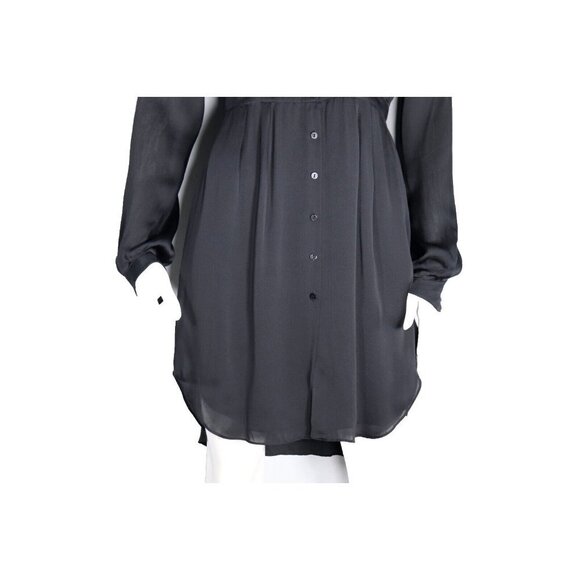 Theyskens' Theory Women's Size Petite Black Dress Silk Satin Long Sleeve Mini - Picture 4 of 11